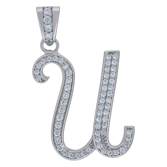 925 Sterling Silver Initial Letter "U" Pendant