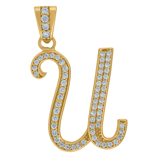 925 Sterling Silver Initial Letter "U" Pendant