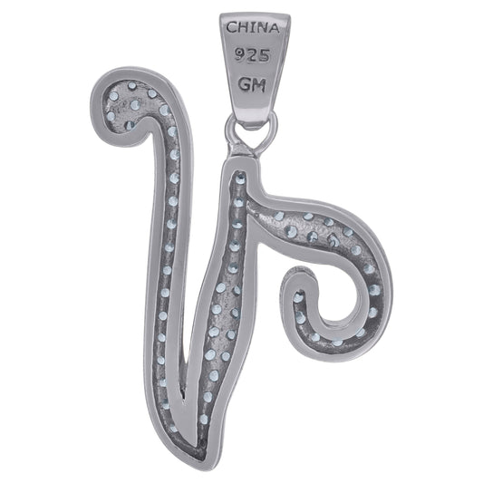 925 Sterling Silver Initial Letter "V" Pendant
