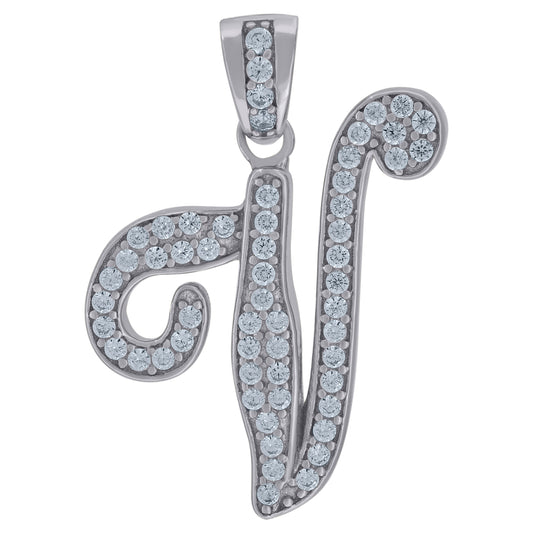 925 Sterling Silver Initial Letter "V" Pendant