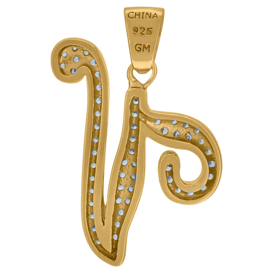 925 Sterling Silver Initial Letter "V" Pendant