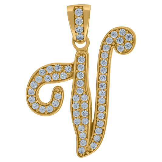 925 Sterling Silver Initial Letter "V" Pendant
