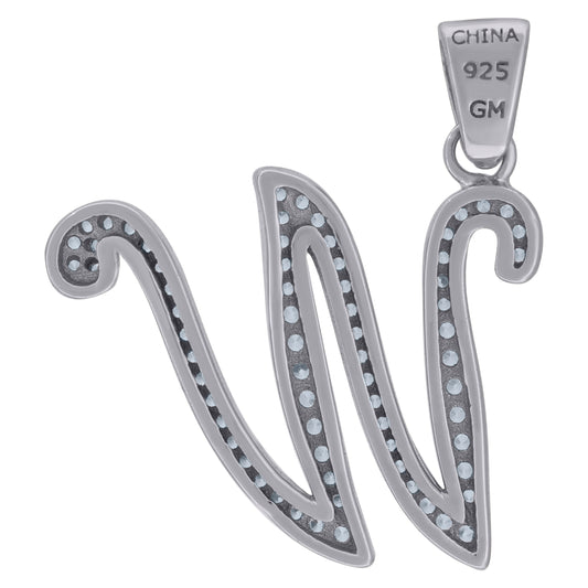 925 Sterling Silver Initial Letter "W" Pendant