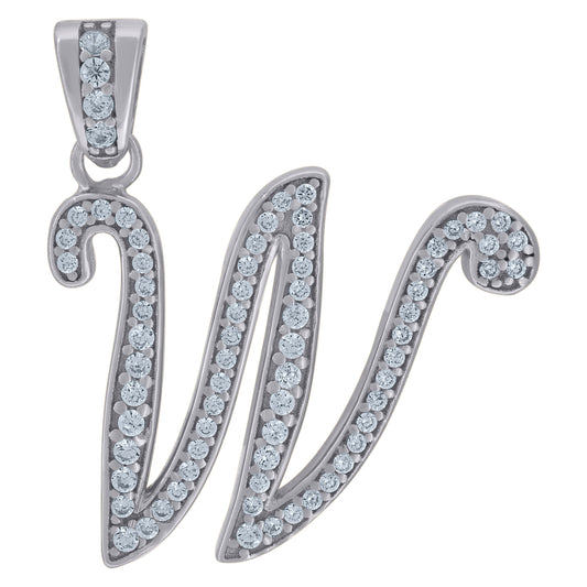 925 Sterling Silver Initial Letter "W" Pendant