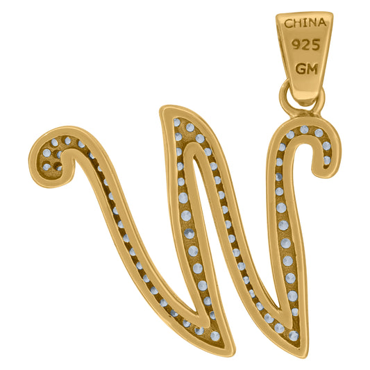 925 Sterling Silver Initial Letter "W" Pendant