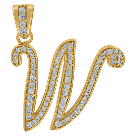 925 Sterling Silver Initial Letter "W" Pendant