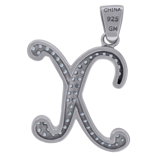 925 Sterling Silver Initial Letter "X" Pendant