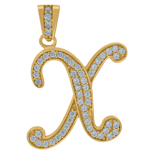 925 Sterling Silver Initial Letter "X" Pendant