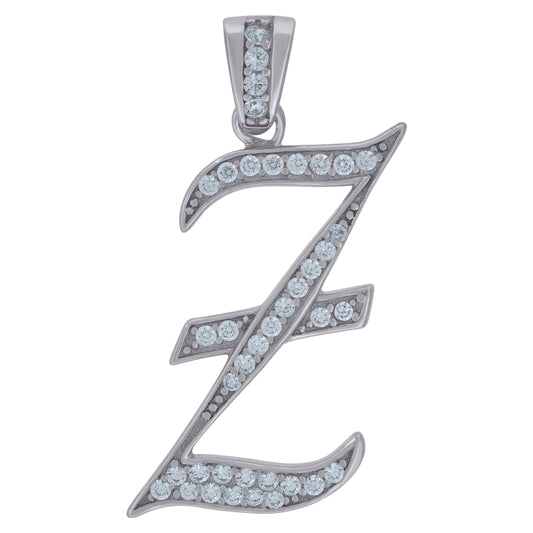 925 Sterling Silver Initial Letter "Z" Pendant