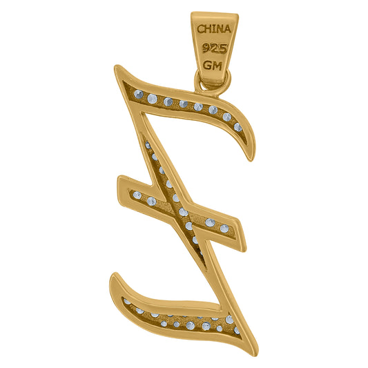925 Sterling Silver Initial Letter "Z" Pendant