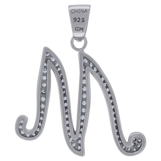925 Sterling Silver Initial Letter "M" Pendant