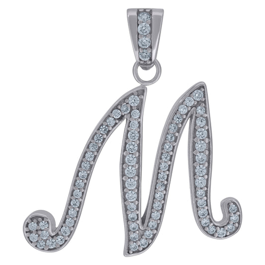 925 Sterling Silver Initial Letter "M" Pendant