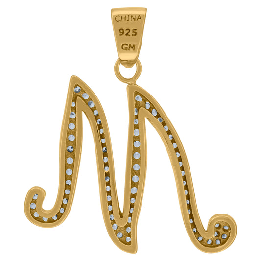 925 Sterling Silver Initial Letter "M" Pendant