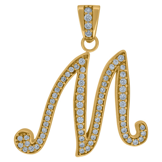 925 Sterling Silver Initial Letter "M" Pendant