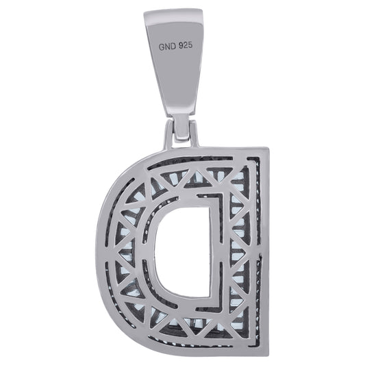 925 Sterling Silver Cz Initial Letter "D" Pendant
