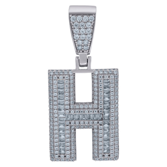 925 Sterling Silver Initial Letter "H" Pendant