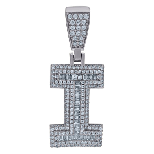 925 Sterling Silver Initial Letter "I" Pendant