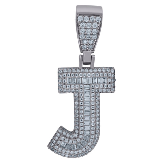 925 Sterling Silver Initial Letter "J" Pendant