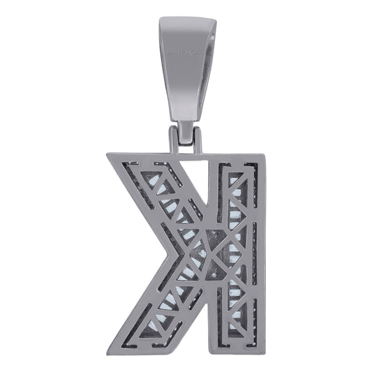 925 Sterling Silver Initial Letter "K" Pendant
