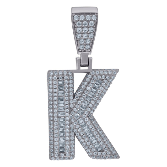 925 Sterling Silver Initial Letter "K" Pendant