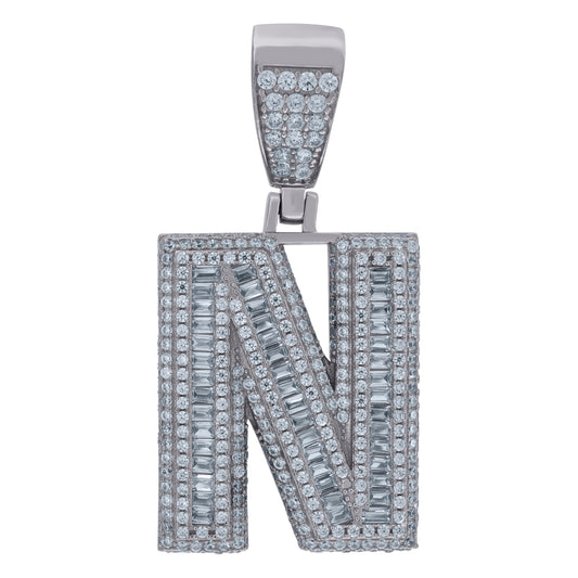925 Sterling Silver Initial Letter "N" Pendant