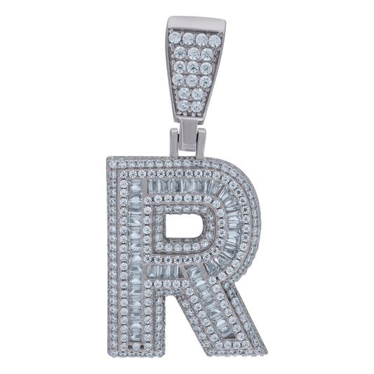 925 Sterling Silver Initial Letter "R" Pendant