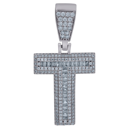 925 Sterling Silver Initial Letter "T" Pendant