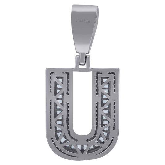 925 Sterling Silver Initial Letter "U" Pendant