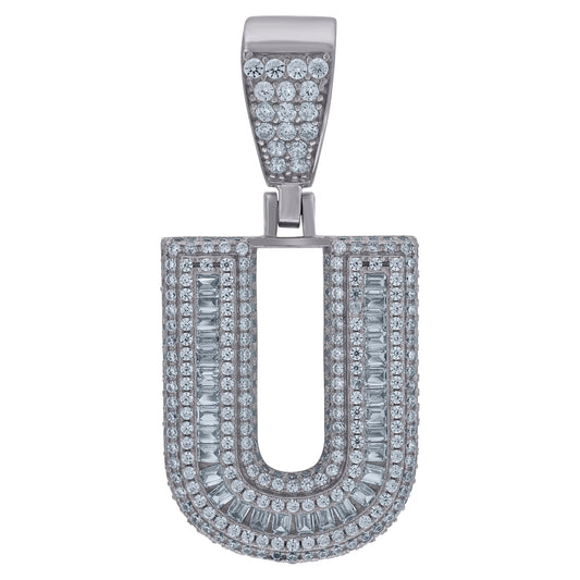 925 Sterling Silver Initial Letter "U" Pendant