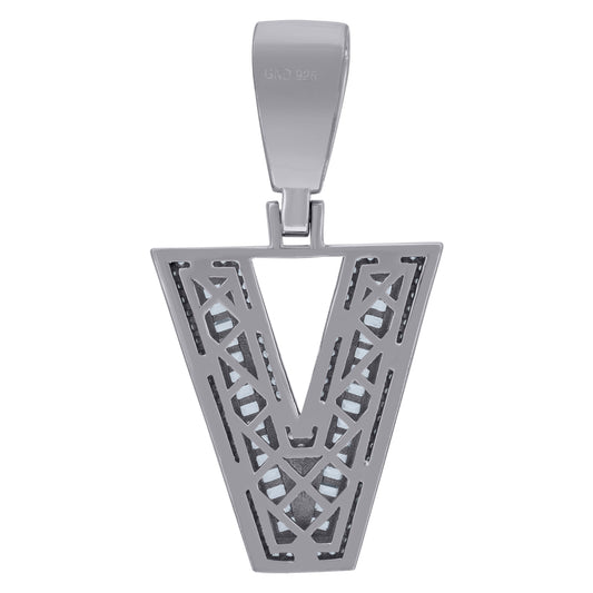 925 Sterling Silver Initial Letter "V" Pendant