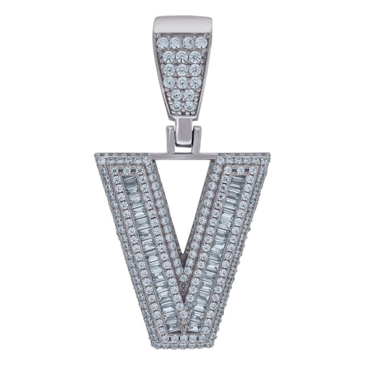 925 Sterling Silver Initial Letter "V" Pendant