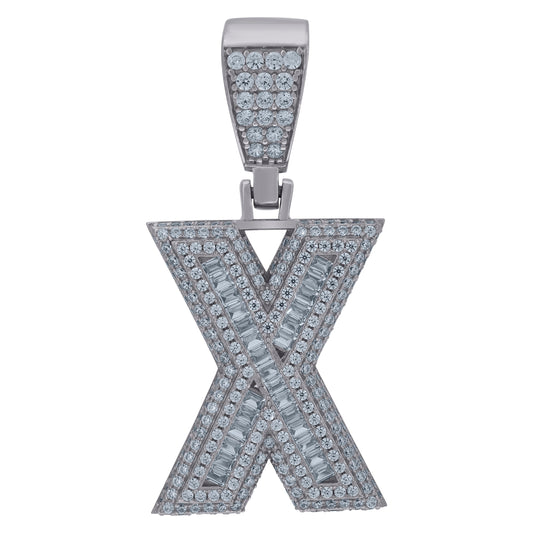 925 Sterling Silver Initial Letter "X" Pendant