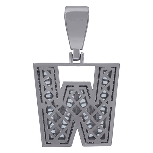 925 Sterling Silver Initial Letter "W" Pendant