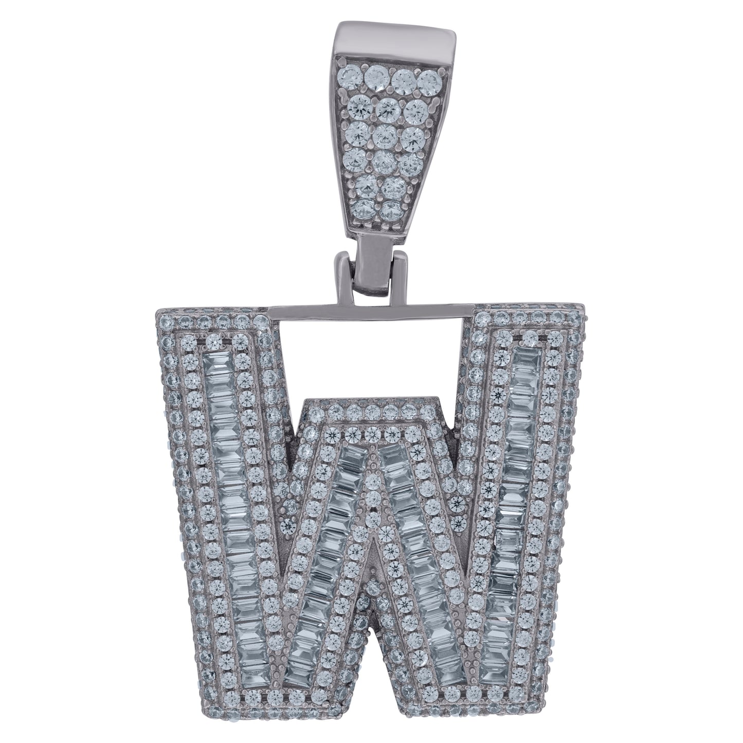 925 Sterling Silver Initial Letter "W" Pendant