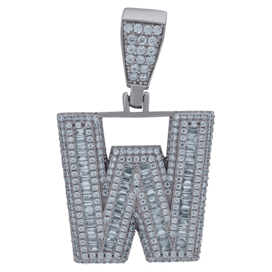 925 Sterling Silver Initial Letter "W" Pendant