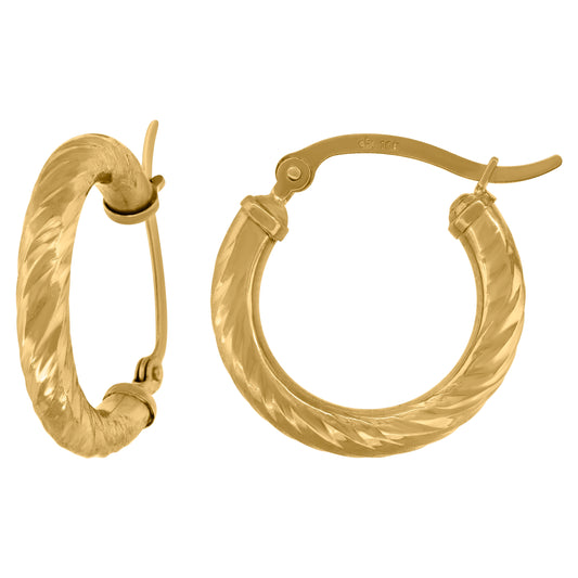 10Kt Gold Hoop Earrings 3mm X 19mm