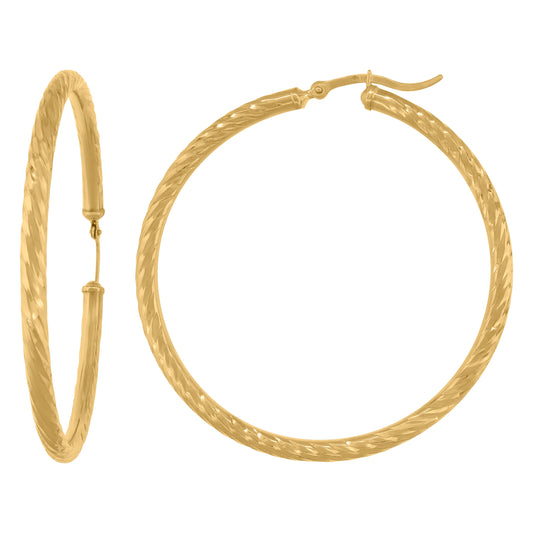 10Kt Gold Hoop Earrings 3mm X 51mm