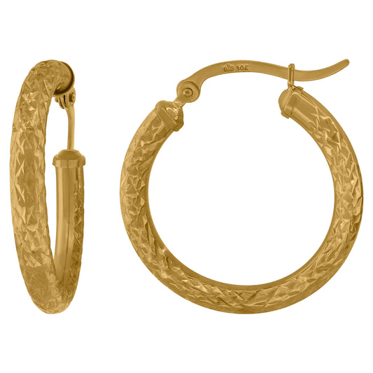 10Kt Gold Hoop Earrings 3mm X 25mm