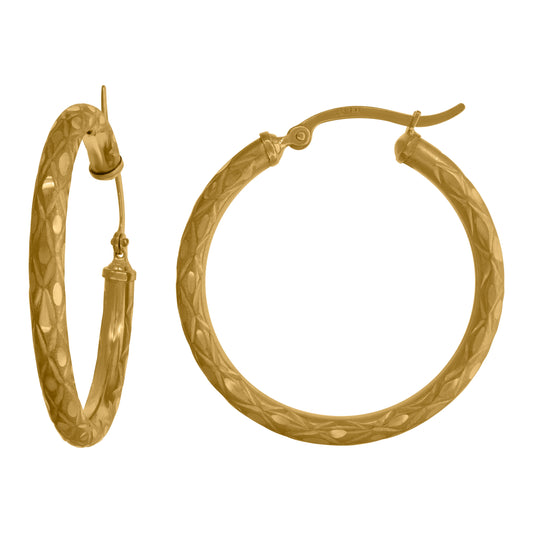 14Kt Gold Hoop Earrings 3mm X 31mm