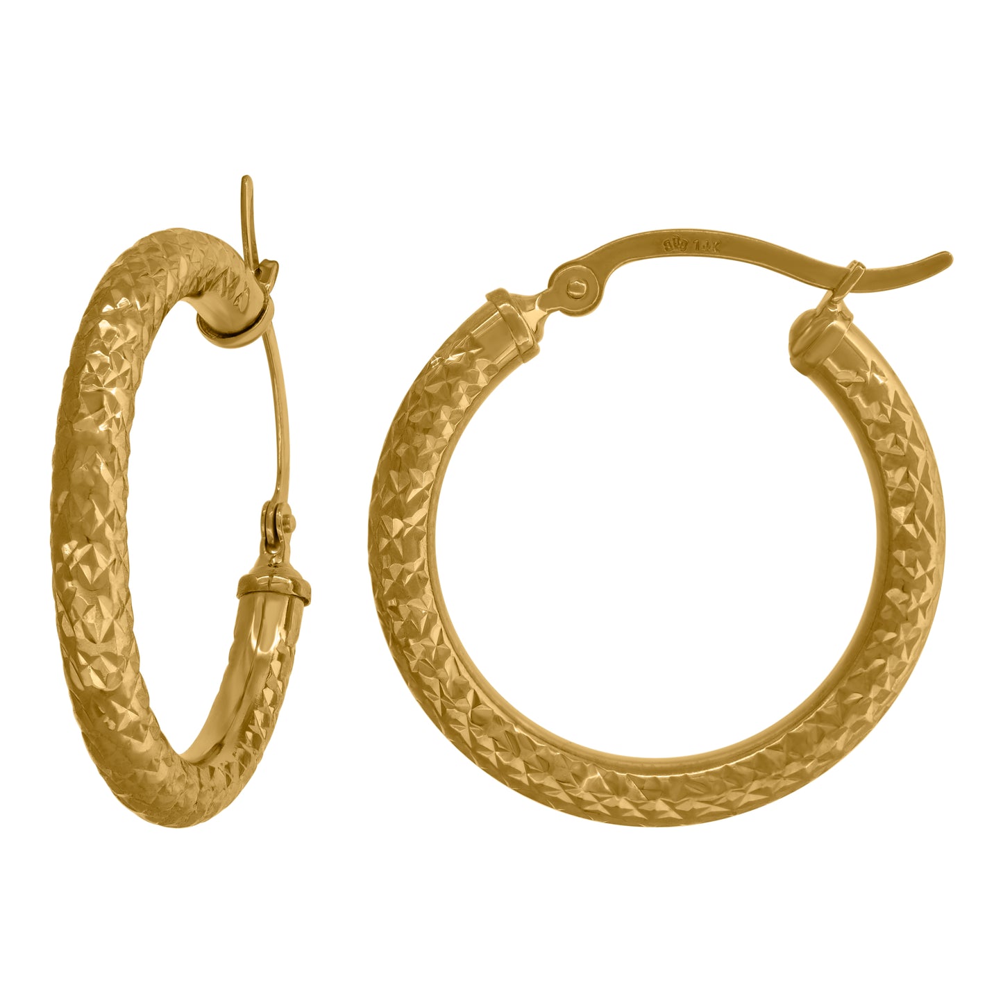 14Kt Gold Hoop Earrings 3mm X 25mm
