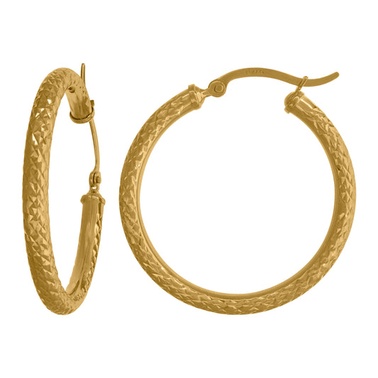 14Kt Gold Hoop Earrings 3mm X 32mm