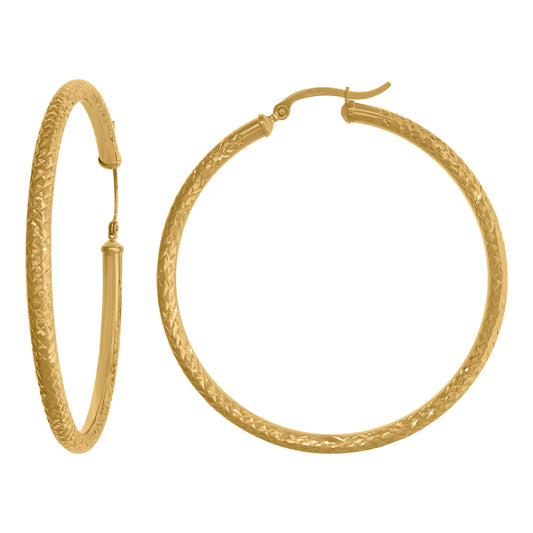 14Kt Gold Hoop Earrings 3mm X 51mm