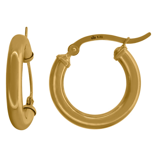 14Kt Gold Hoop Earrings 3mm X 19mm