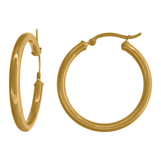 14Kt Gold Hoop Earrings 3mm X 32mm