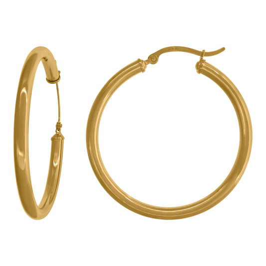 14Kt Gold Hoop Earrings 3mm X 38mm