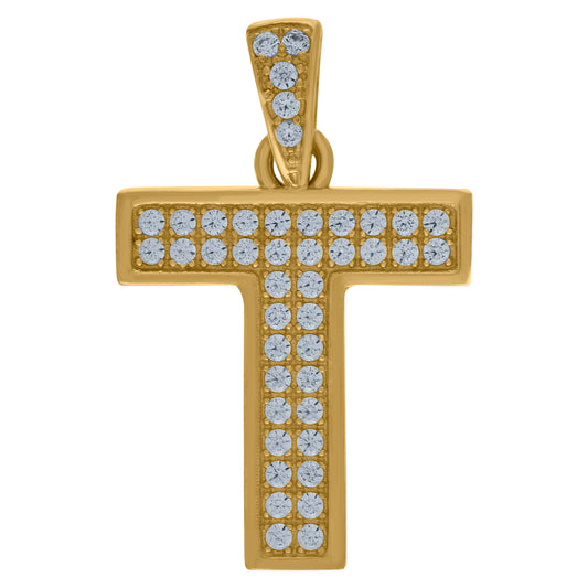 10Kt Gold Initial Letter Pendant "T"