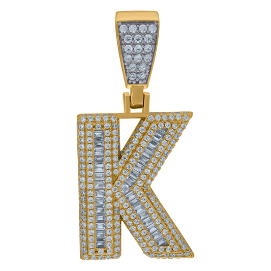 925 Sterling Silver Initial Letter "K" Pendant