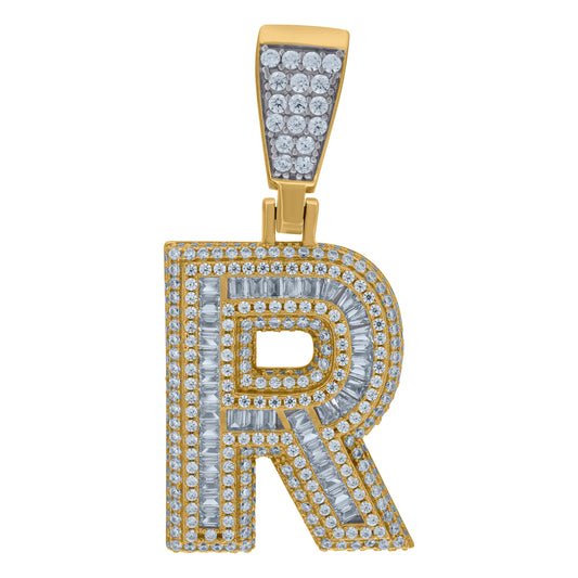 925 Sterling Silver Initial Letter "R" Pendant