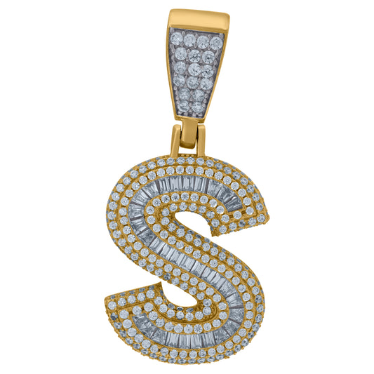 925 Sterling Silver Cz Initial Letter "S" Pendant