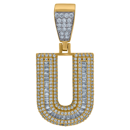 925 Sterling Silver Initial Letter "U" Pendant
